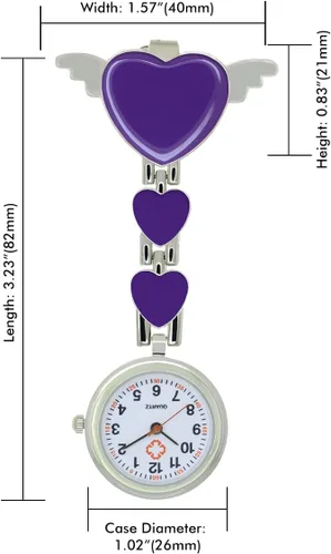 Vista 6 de Angel Heart Brooch Clip Nurse Watch Health Care Doctor Paramedic Medical Stainless Steel Chain Fob Watches