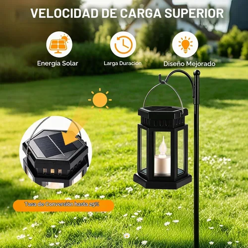 Vista 5 de Faroles solares impermeables para exteriores, luz RGB que cambia de color Negro