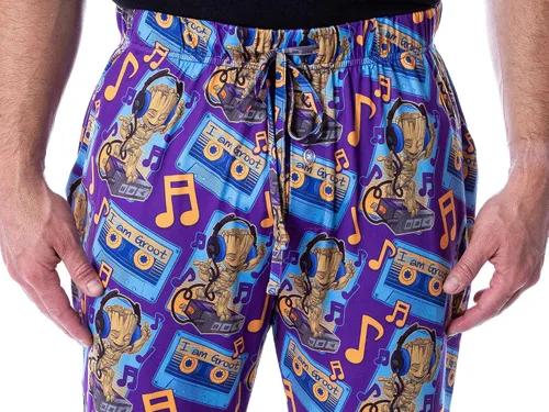 Vista 2 de Marvel - Pantalones de pijama para hombre con texto en inglés "I Am Groot Allover
