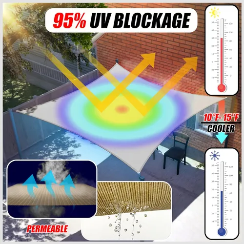 Vista 2 de ColourTree TAPR1013 Toldo tipo vela de tamaño personalizado de 6 x 6 pies, con rayas rojas y blancas, bloquea los rayos UV, rectangular, estándar