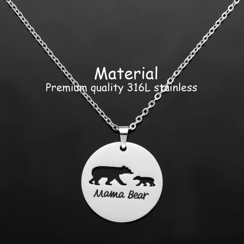 Vista 2 de Kivosliviz - Collar de mamá oso y mamá, collar de oso de mamá, para mujer, joyería de regalo para madre, mamá, mamá y mamá