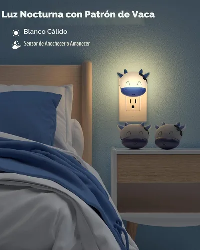 Vista 2 de Luz nocturna enchufable a la pared, luz nocturna LED con sensor automático de atardecer a amanecer, luces nocturnas blancas cálidas suaves