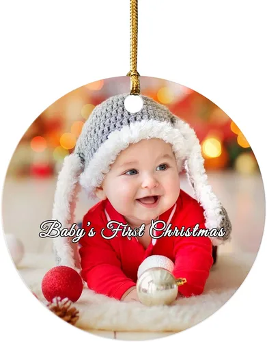 Vista 8 de Impreso en EE. UU. Adornos de Navidad personalizados con foto de perro, adorno de árbol de Navidad con nombre y foto de cachorro personalizados