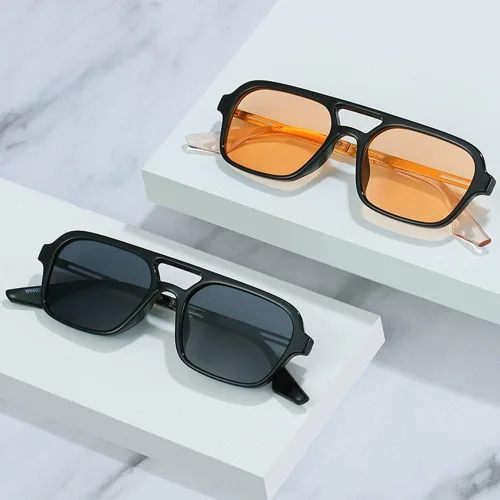 Vista 5 de BAWUYI Gafas de sol estilo aviador cuadradas retro de los años 70 para mujeres y hombres, de moda, vintage, planas, estrechas, tintadas, UV400