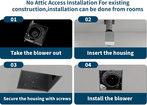 Vista 4 de Extractor de baño 60 CFM, conducto de 4 pulgadas