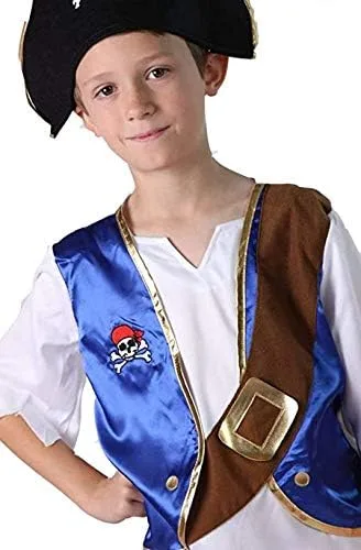 Vista 5 de Conjunto de disfraz de pirata azul real parte superior pantalones y sombrero elegir