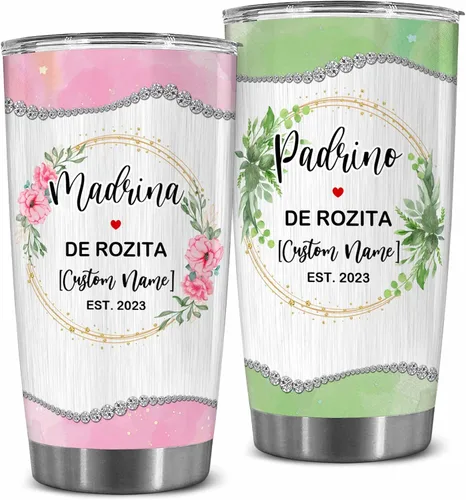 Vista 13 de WHIDOBE Juego de vasos personalizados para padrinos, copa Padrino y Madrina, idea de regalo para padrinos, Quieren Ser Mis Padrinos De Bautizo