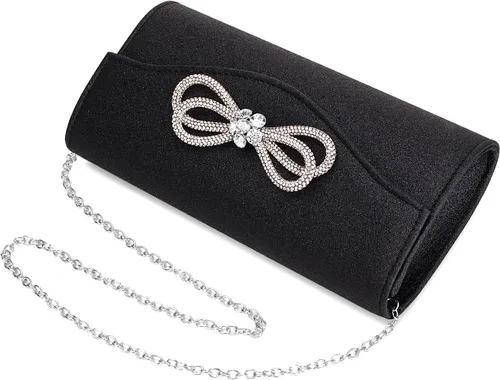 Vista 6 de Gets Bolso de noche para mujer, bolso de mano con lazo de diamantes de imitación para mujer, fiesta, boda, baile de graduación, cóctel, bolsos