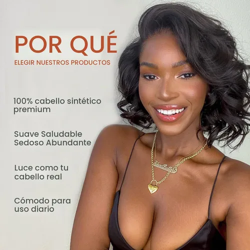 Vista 7 de Lady Miranda Peluca corta rizada Bob peluca sintética de onda suelta