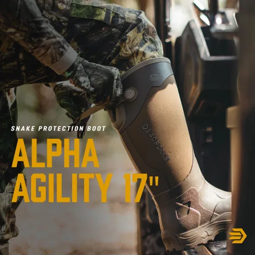 Vista 6 de LaCrosse Botas de serpiente Alpha Agility de 17 pulgadas para hombre con goma impermeable, suela de EVA y protección de dedos de serpiente