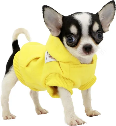 Vista 11 de LOPHIPETS Sudadera ligera de algodón para perros pequeños – Sudadera con capucha para chihuahuas, cachorros y razas juguetes - Gris/XS