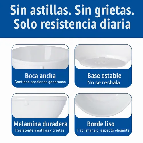 Vista 4 de Carlisle FoodService Products Dallas Ware - Cuenco de plástico reutilizable para bufés, hogar y restaurantes, melamina, 16 onzas, color blanco
