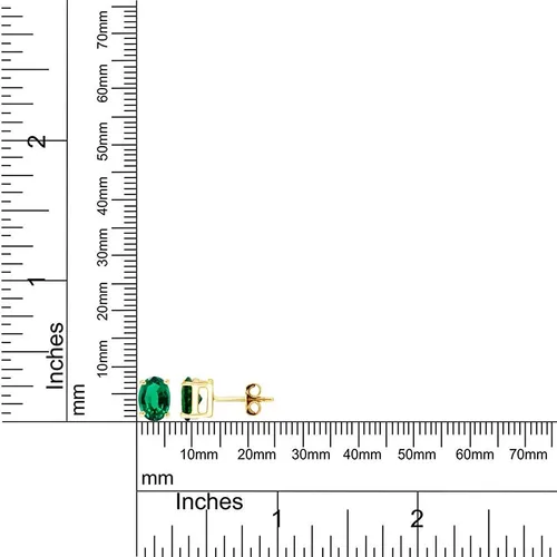 Vista 5 de Pendientes ovalados de 0.315 x 0.236in en oro amarillo de 14 quilates sobre plata de ley, granate