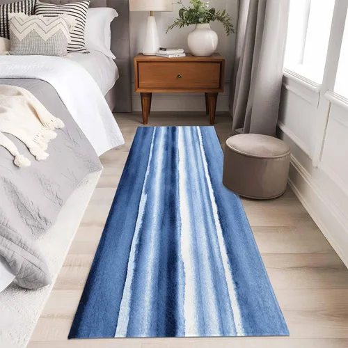 Vista 26 de 2x3 Area Rugs, Blue Stripes Non Slip Area Rugs for Living Room, Bedroom, Barhroom, Entryway, Watercolor Retro Ombre Abstract Tie Dye Art Soft