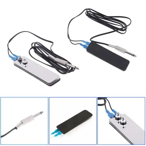 Vista 2 de Paquete de 2 interruptores de pedal de pie de tatuaje con cable de enchufe de 1/4 de pulgada de 0.25 in / 6.35mm, cable de acero inoxidable, fuente