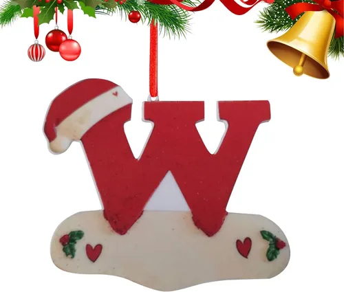 Vista 27 de Adornos de Navidad personalizados de 26 letras, mesa de decoración navideña para interiores (A)