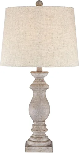 Vista 8 de Regency Hill Patsy Country Cottage - Juego de 2 lámparas de mesa tradicionales de 26.5 pulgadas de alto, tela lavada beige, pantalla cónica