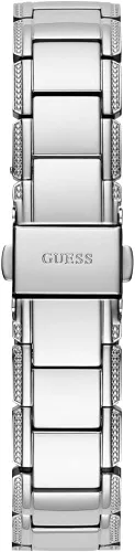 Vista 2 de GUESS US - Reloj analógico con corte floral plateado para mujer