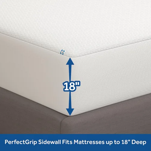 Vista 5 de Sealy Protección completa, impermeable, protección contra las manchas, parte superior suave y cómoda, paredes laterales elásticas PerfectGrip