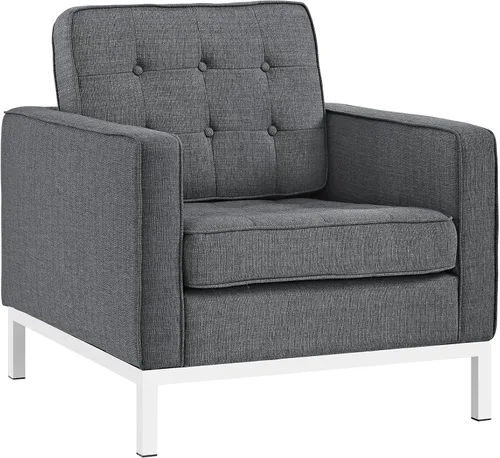 Vista 8 de Modway Loft tapizado tela mediados de siglo moderno sofá biplaza en gris