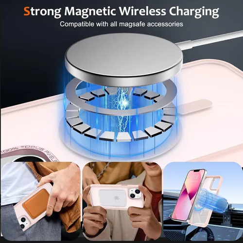 Vista 1344 de Anuck - Funda magnética para iPhone 11 compatible con MagSafe, carcasa trasera mate translúcida dura, borde de TPU, delgada, resistente a impactos