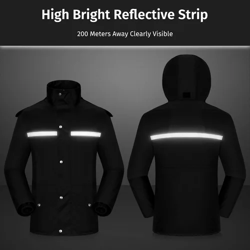 Vista 4 de iCreek Chaqueta y pantalón de lluvia unisex para exteriores impermeable antitormentas