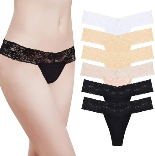 Vista 2 de Lace Thongs for Women Thong Underwear Women Lace Panties Women Underwear Cotton Thongs for Women Pack