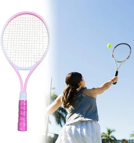 Vista 2 de kowaku Raqueta de tenis, equipo de tenis, ligera, a prueba de golpes, portátil, de nailon, cuerdas, raqueta de tenis para jardín, verano, playa