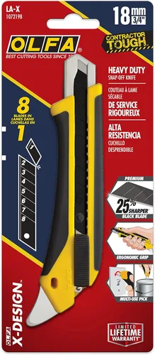 Vista 6 de OLFA 18mm Cuchillo multiusos de alta resistencia (LA-X) - Cuchillo multiusos de agarre antideslizante con mango reforzado de fibra de vidrio
