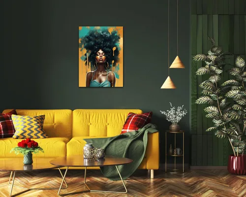 Vista 158 de Arte de pared afroamericano, decoración de rey y reina bailarín negro para sala de estar, arte de pareja de amor negro para dormitorio, lienzo