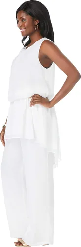 Vista 4 de Jessica London - Pantalón de pierna ancha para mujer, talla grande, 2 piezas