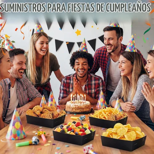Vista 7 de Uiifan 50 bandejas de papel extra grandes para servir alimentos, 5 libras Negro