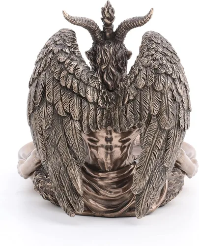 Vista 5 de Veronese Design Bandeja de altar de Baphomet de 5 3/4 pulgadas de alto, estatua de Polystone, acabado de bronce
