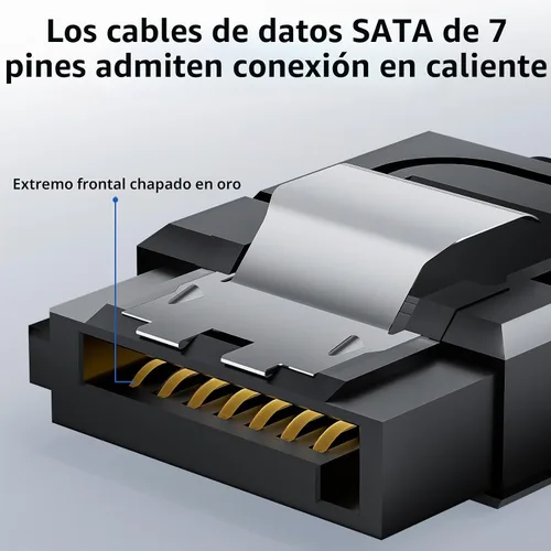Vista 6 de BolAAzuL - Juego de 2 cables SATA III de ángulo recto y recto, cables de datos SATA de 90 grados + cable SATA 3 de recto a recto, cable SATA