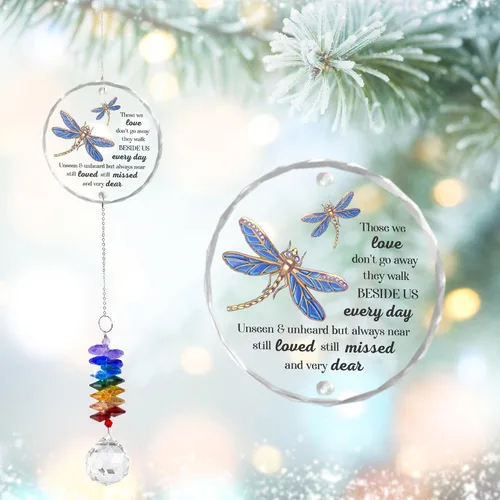 Vista 11 de Adorno de cristal para atrapasoles – Regalo conmemorativo por la pérdida de un ser querido – My Mind Still Talks to You – Recuerdo de duelo