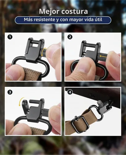 Vista 6 de EZshoot Eslinga de dos puntos con eslabones extraíbles para rifle con cómoda correa acolchada de neopreno para exteriores