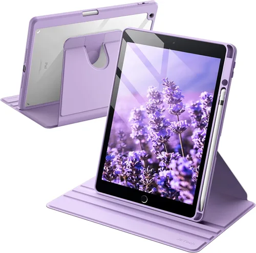 Vista 9 de JETech Funda giratoria para iPad 9/8/7 (10.2 pulgadas, modelo 2021/2020/2019, 9ª/8ª/7ª generación) con soporte para lápiz, rotación de 360 grados