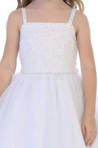 Vista 3 de Vestidos de Primera Comunión para Niñas 7-16 Vestido de Santa Comunión Blanco Vestidos de Primera Comunión para Niñas