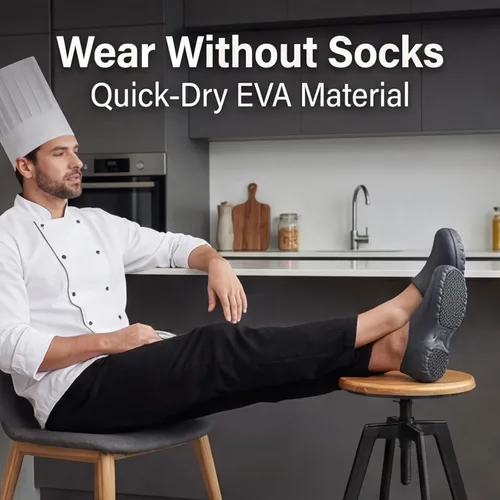 Vista 6 de FLIOZY Zuecos de trabajo antideslizantes para hombres y mujeres, zapatos de chef de EVA impermeables, zapatos de cocina y enfermería