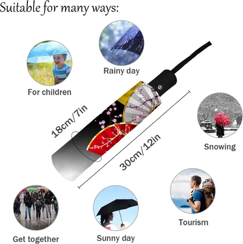 Vista 4 de DHDM Automatic Umbrella for Rain and Sun Male Women Beach Parasol Print Folding Umbrella