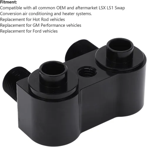 Vista 6 de Kit de montaje del compresor de CA, adaptador de compresor de aire acondicionado de alta eficiencia antioxidante negro 90 ángulo de rotación sólido