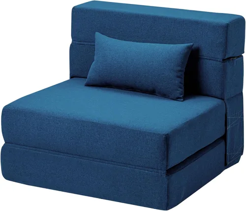 Vista 10 de SUYOLS Sofá Cama Plegable con Almohadas - Silla Convertible Sofá de Piso y Colchón para Dormir, Sleeper de Espuma Viscoelástica Plegable para Sala