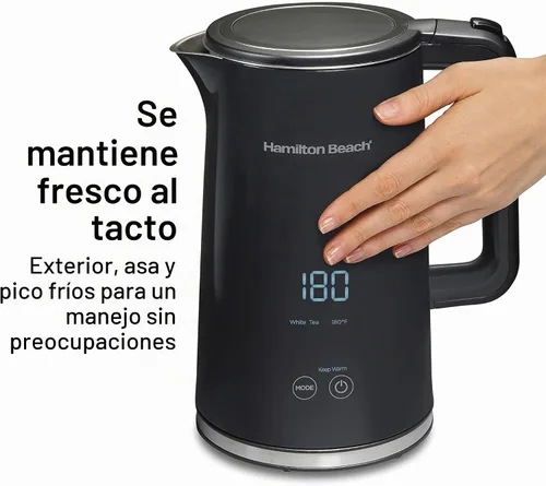 Vista 2 de Hamilton Beach Hervidor de té eléctrico con control de temperatura digital, caldera de agua caliente y calentador de 1.7 L, 5 modos preestablecidos