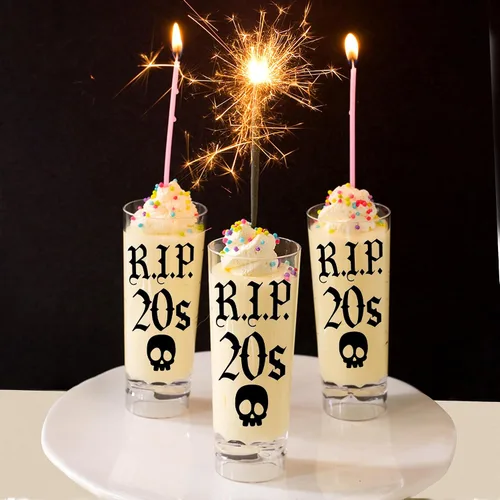 Vista 3 de JUSTOTRY Vaso de chupito de 30 cumpleaños – RIP 20s 2oz vaso de chupito de 2 onzas, mejor regalo de 30 cumpleaños, idea de regalo para mujeres 30