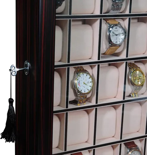 Vista 5 de TimelyBuys Caja organizadora de 30 piezas de madera de ébano para colgar en la pared, caja organizadora de almacenamiento y soporte para regalo