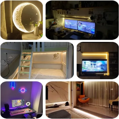 Vista 6 de M.best Tira de luces LED USB de 6.56 pies, impermeable, flexible, luces de cinta de neón con interruptor para dormitorio interior y exterior