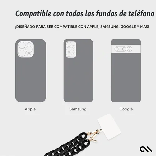 Vista 2 de Case-Mate Cordón cruzado para teléfono / cadena [funciona con todos los teléfonos] Correa manos libres - Colgante para teléfono celular - Soporte