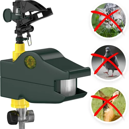 Vista 4 de Hoont Repelente de ciervos y gatos para exteriores, disuasorio de gatos para jardín, repelente de conejos y perros para patio, rociador activado por