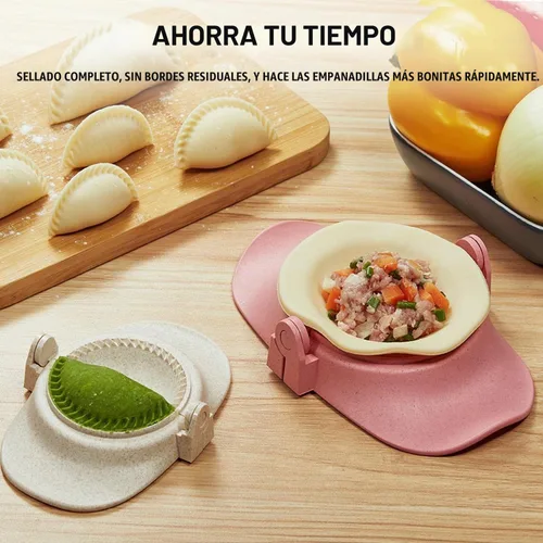 Vista 3 de Prensa para Empanadas, Juego de Moldes para Hacer Dumplings con Cortador de Masa, Juego de Moldes para Dumplings (L/4"+M/3")