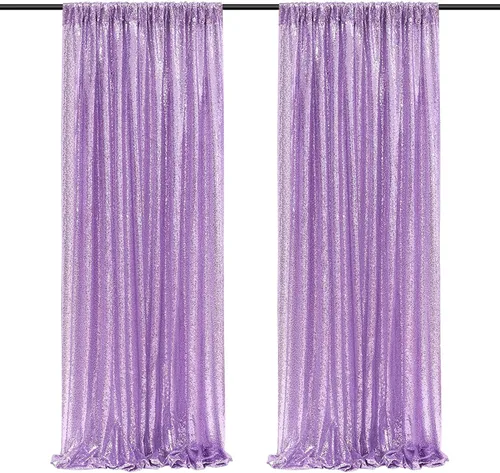 Vista 29 de Poise3EHome - Cortinas de lentejuelas con purpurina champagne, 2 piezas de 2 x 8 pies, paneles de purpurina para fiesta de Halloween, fiesta